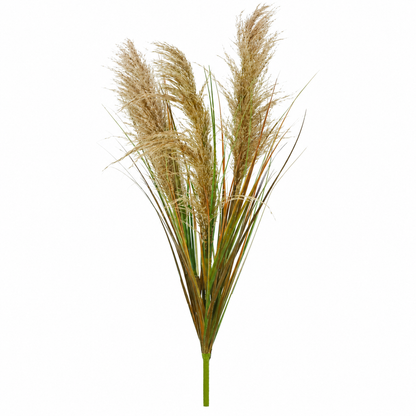 Planta Artificiala Iarba Ornamentala, 120 cm, cu 3 Fire, Stuf si Iarba, Verde Inchis si Maro, Fara Ghiveci