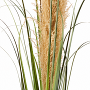 Pianta artificiale erba ornamentale, 140 cm, canna ed erba, verde e marrone, senza vaso