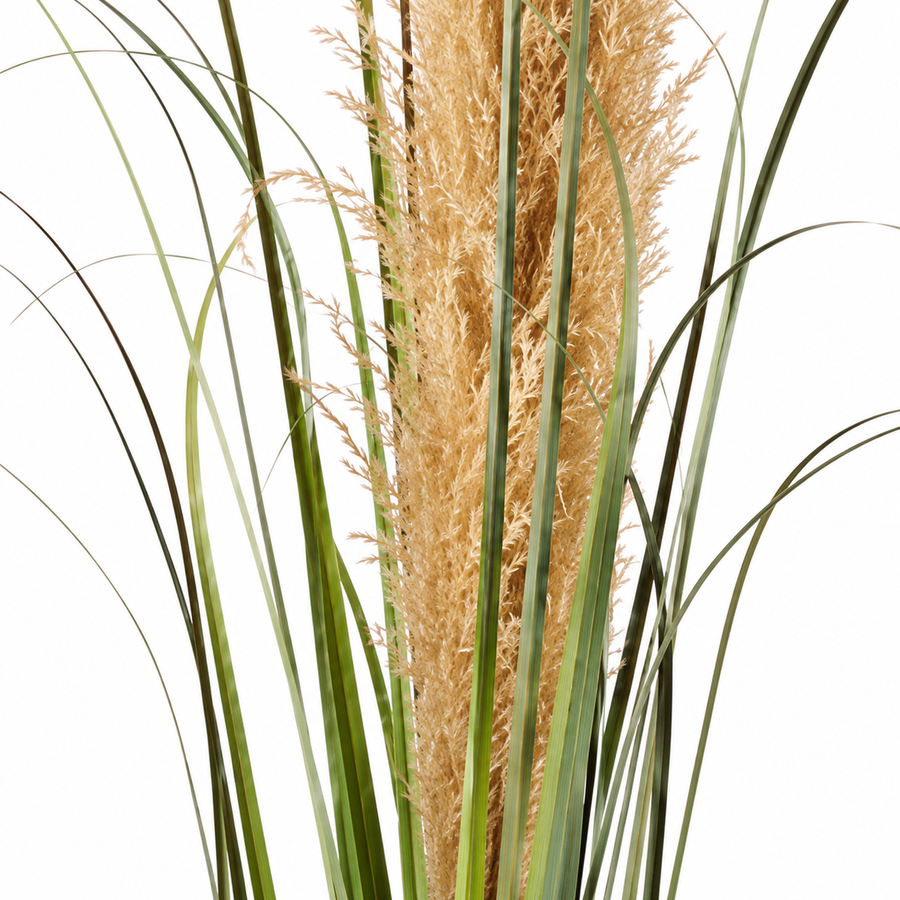 Pianta artificiale erba ornamentale, 140 cm, canna ed erba, verde e marrone, senza vaso