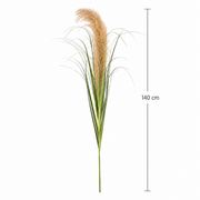 Pianta artificiale erba ornamentale, 140 cm, canna ed erba, verde e marrone, senza vaso