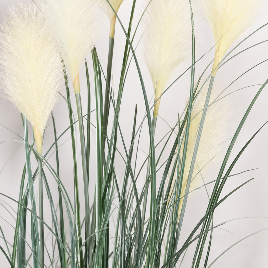 Pianta Artificiale Erba Ornamentale, 180 cm, con 7 Fili, Canna ed Erba, Verde e Bianco, Senza Vaso