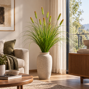 Planta Artificiala Iarba Ornamentala Tip Coada Vulpii, 100 cm, cu 12 Spice, Verde si Maro, Fara Ghiveci