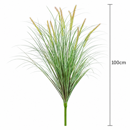 Pianta erbacea ornamentale tipo coda di volpe artificiale, 100 cm, con 12 spezie, verde e rosa, senza vaso