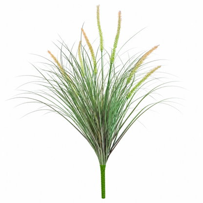 Planta Artificiala Iarba Ornamentala Tip Coada Vulpii, 60 cm, cu 7 Spice, Verde si Roz, Fara Ghiveci