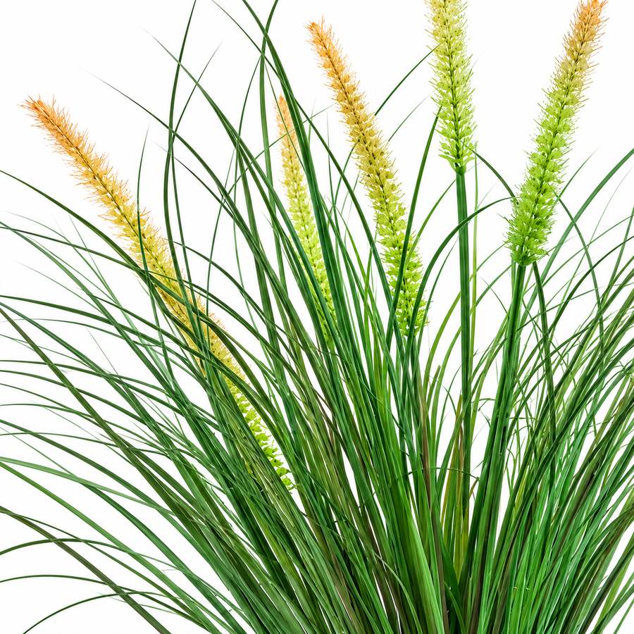 Planta Artificiala Iarba Ornamentala Tip Coada Vulpii, 60 cm, cu 7 Spice, Verde si Roz, Fara Ghiveci