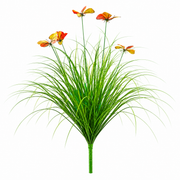 Pianta ornamentale artificiale in erba farfalla, 60 cm, con 5 fiori, verde e rosso, senza vaso