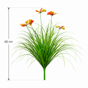 Pianta ornamentale artificiale in erba farfalla, 60 cm, con 5 fiori, verde e rosso, senza vaso