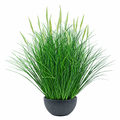 Pianta artificiale, erba ornamentale in vaso a coda di volpe, 61 cm, con 19 spezie, verde e bianco