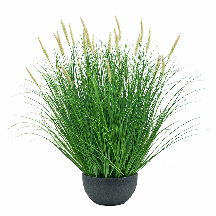 Pianta artificiale, erba ornamentale in vaso a coda di volpe, 70 cm, con 25 spezie, verde e rosa