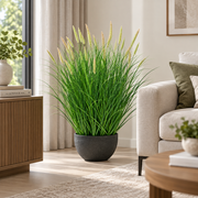 Pianta artificiale, erba ornamentale in vaso a coda di volpe, 70 cm, con 25 spezie, verde e rosa