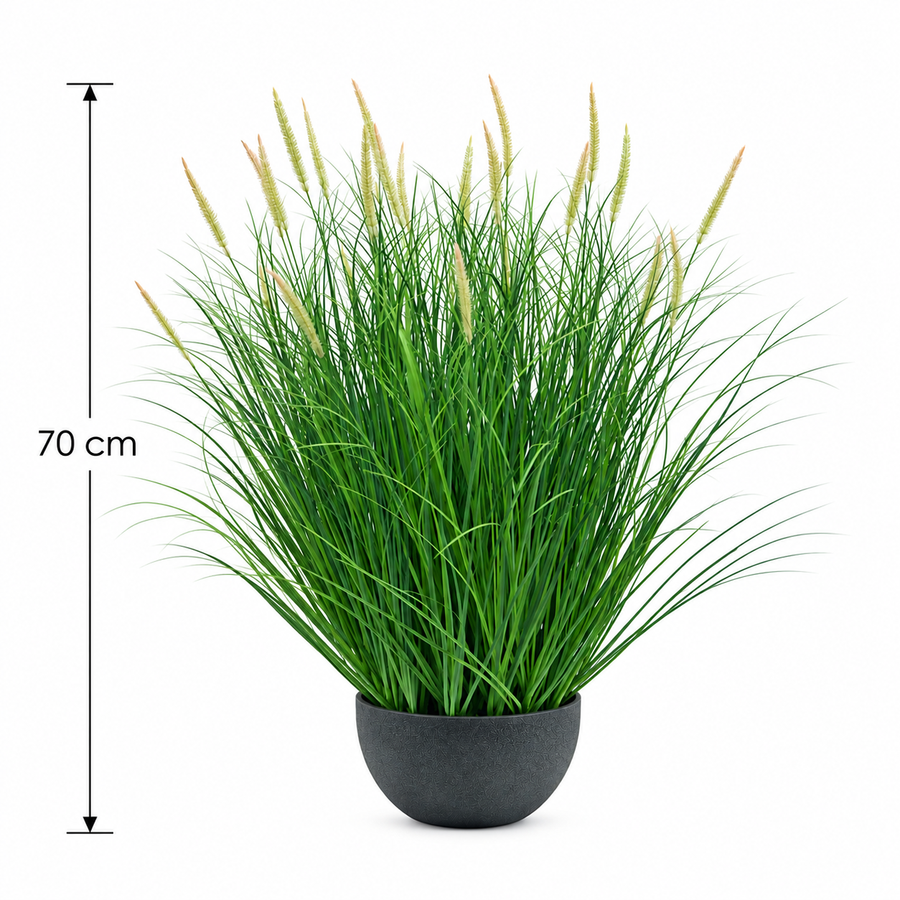 Pianta artificiale, erba ornamentale in vaso a coda di volpe, 70 cm, con 25 spezie, verde e rosa