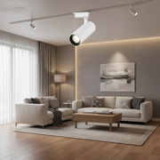 Proiettore da Binario LED, Luce Fredda 6000K, 15,7x7cm, Potenza 19W, Metallo, Bianco