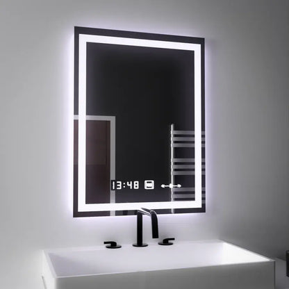 Specchio rettangolare a LED, 45x60 cm, Verite MotionGlow Marcello, sistema antiappannamento, orologio e termometro, Specchi Marcello dimmerabili Titolo predefinito Alessandro Design