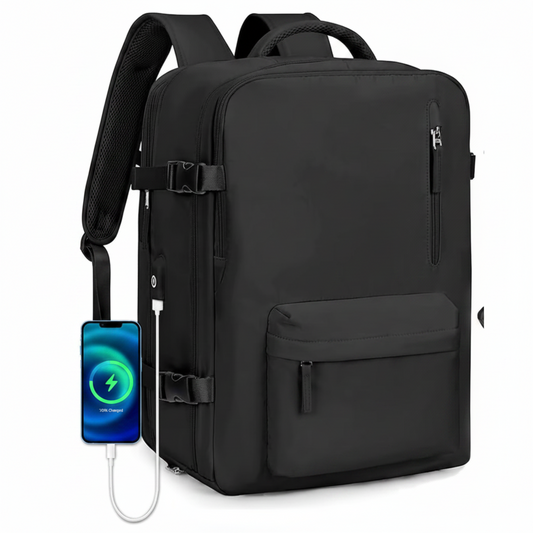 Zaino da viaggio e lavoro ALMATY, con porta USB, Oxford 31x22x46 cm, nero