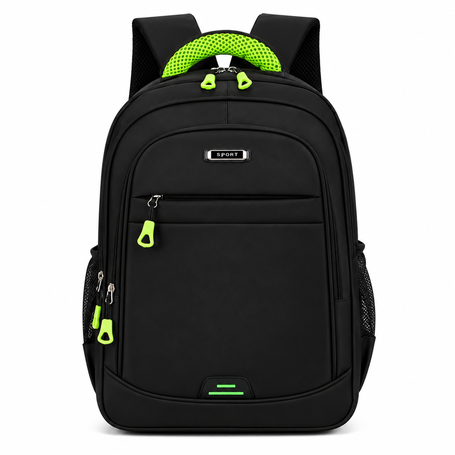 Rucsac de Scoala BOYSUN, 47x32x14 cm, Oxford, Negru si Verde