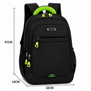 Rucsac de Scoala BOYSUN, 47x32x14 cm, Oxford, Negru si Verde