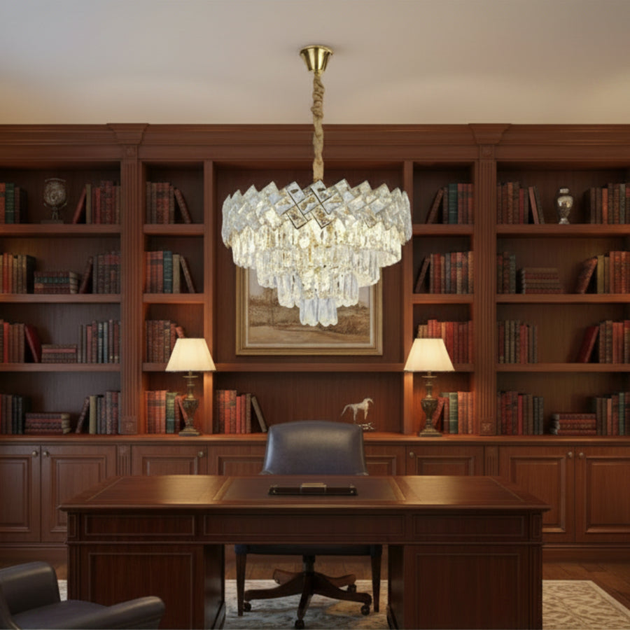 Lampadario in Cristallo WINDSOR Nobile 5xE14, Diametro 39cm, Oro Lucido, Altezza Regolabile Lampadari in Cristallo Titolo predefinito Alessandro Design