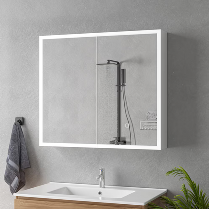 Specchio LED con Contenitore MODA 80x70 cm Bianco Illuminazione Perimetrale e Sensore Touch Specchi Contenitore Titolo predefinito Alessandro Design
