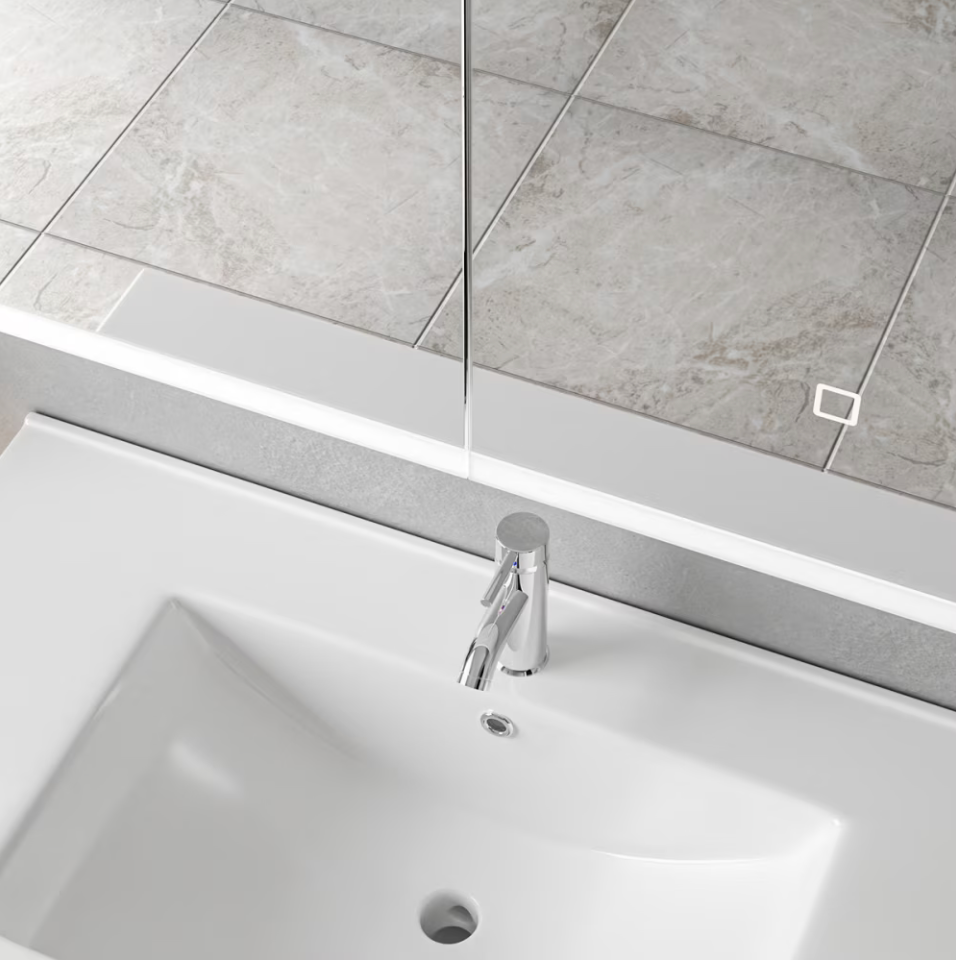 Specchio LED con Contenitore MODA 80x70 cm Bianco Illuminazione Perimetrale e Sensore Touch Specchi Contenitore Titolo predefinito Alessandro Design