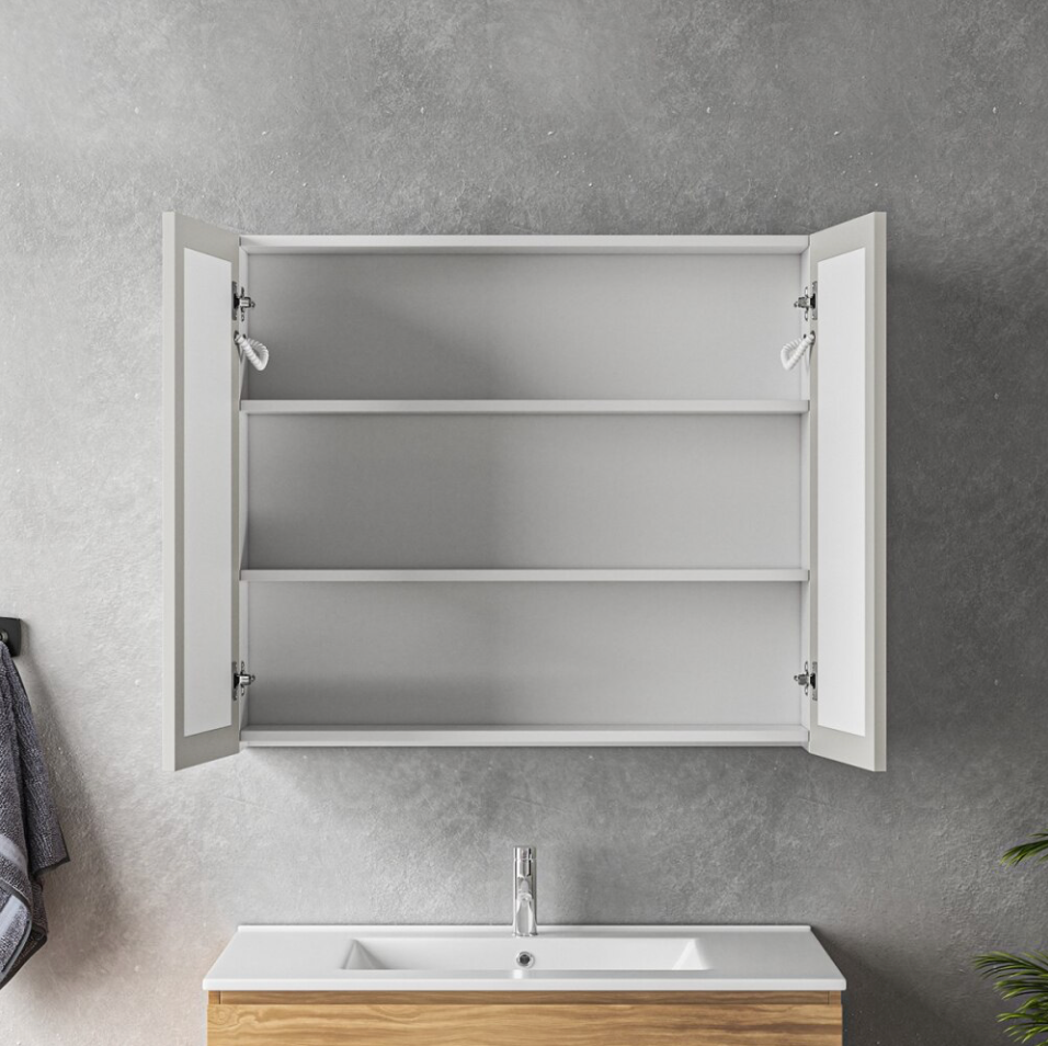 Specchio LED con Contenitore MODA 80x70 cm Bianco Illuminazione Perimetrale e Sensore Touch Specchi Contenitore Titolo predefinito Alessandro Design