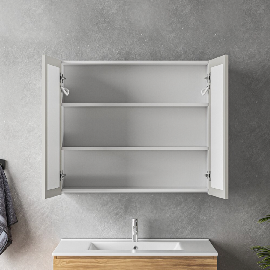 Specchio LED con Contenitore MODA 80x70 cm Bianco Illuminazione Perimetrale e Sensore Touch Specchi Contenitore Titolo predefinito Alessandro Design