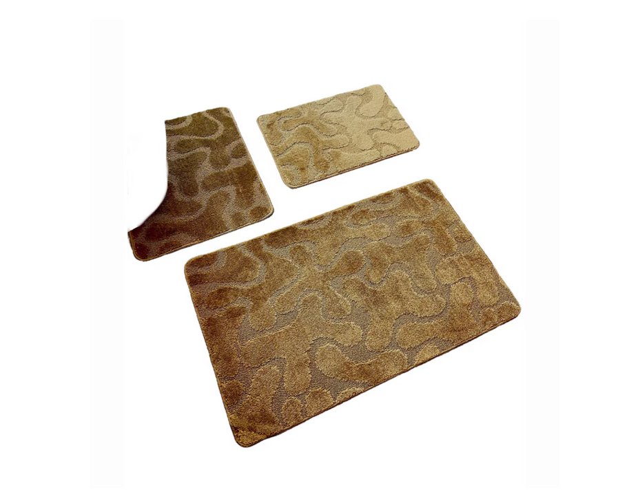 Set 3 Tappeti Bagno, 50x40 cm, Marrone, Tappeti Bagno Antiscivolo Titolo predefinito Alessandro Design