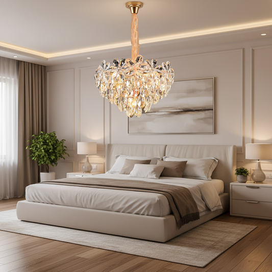 Lampadario in Cristallo, Elegance 7xE14, Diametro 40cm, Oro Lucido, Altezza Regolabile, Metallo e Cristallo Lampadari in Cristallo Titolo predefinito Alessandro Design
