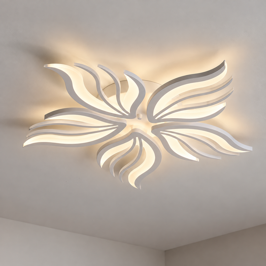 Lustra LED cu telecomanda SAKURA 62W, 5 Petale, lumina Rece/Calda/Neutra, Dimabila, Alb