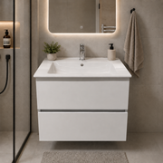 Set Mobilier DUSHANBE pentru Baie, Dulap Lavoar, 2 Sertare, Alb