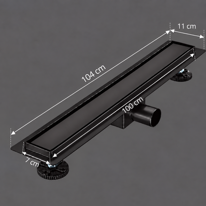 Sifon Tip Rigola Pardoseala 7 x 100 cm, Inox 304, Negru
