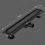 Sifon Tip Rigola Pardoseala 7 x 70 cm, Inox 304, Negru