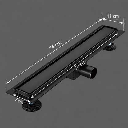 Sifon Tip Rigola Pardoseala 7 x 70 cm, Inox 304, Negru