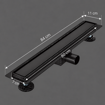 Sifon Tip Rigola Pardoseala 7 x 80 cm, Inox 304, Negru