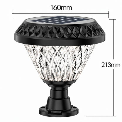 Lampada Solare LED per Palo Esterno SOLEO, 8W, Luce Calda/Fredda/Neutra + RGB, Forma Rotonda, Alluminio, Nero, Dimmerabile