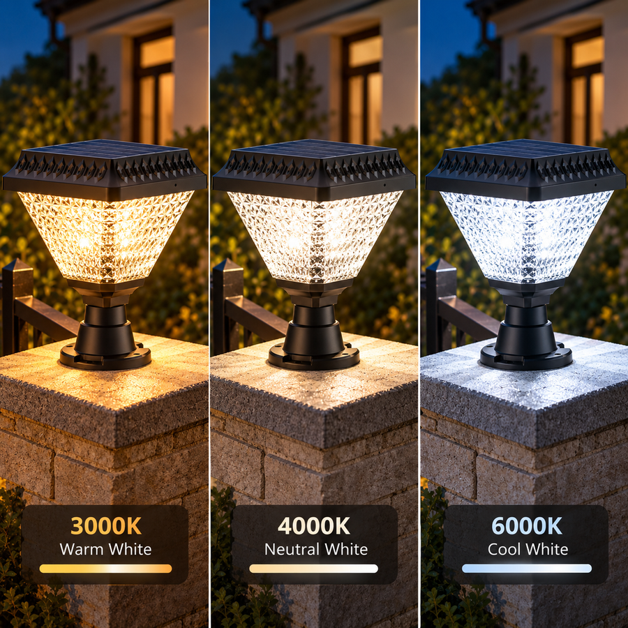 Lampa Solara LED pentru Stalp Exterior SOLEO, 8W, Lumina Calda/Rece/Neutra + RGB, Forma Patrata, Aluminiu, Negru, Dimabila