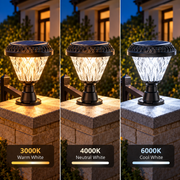 Lampada Solare LED per Palo Esterno SOLEO, 8W, Luce Calda/Fredda/Neutra + RGB, Forma Rotonda, Alluminio, Nero, Dimmerabile