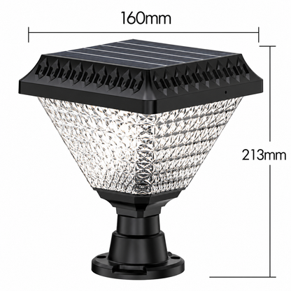 Lampa Solara LED pentru Stalp Exterior SOLEO, 8W, Lumina Calda/Rece/Neutra + RGB, Forma Patrata, Aluminiu, Negru, Dimabila