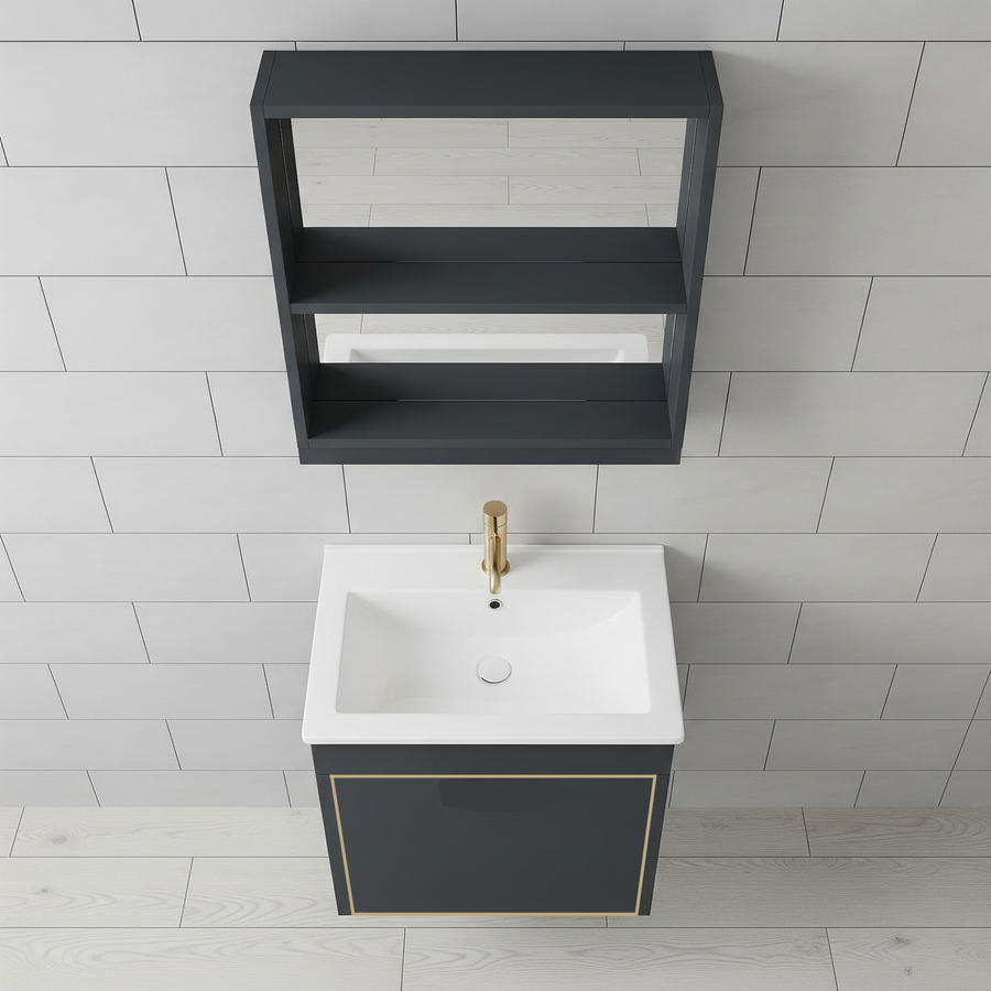 Set mobili da bagno senza specchio, Nero, PVC, T346/40 Mobili da bagno Titolo predefinito Alessandro Design