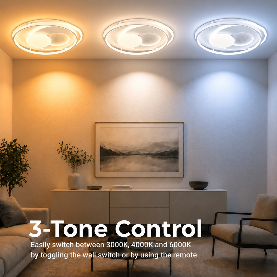 Lampadario LED con telecomando ASTERA, Forma Rotonda, 86W, Luce Fredda/Calda/Neutra, Dimmerabile, Bianco