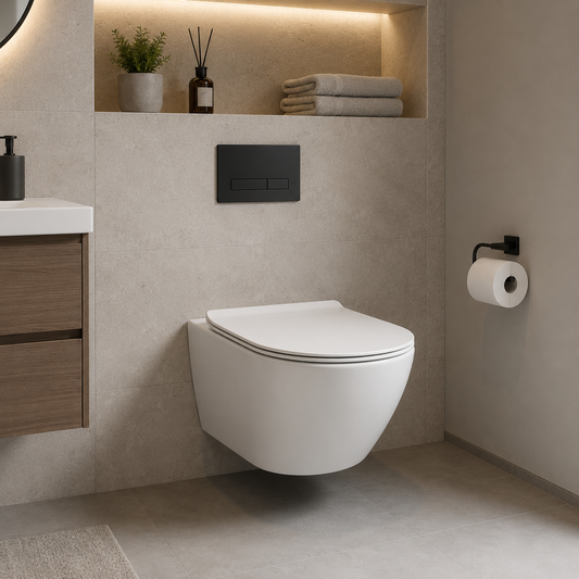 WC sospeso senza telaio NUNAVUT, scarico orizzontale (sifone a P) 18 cm, 49x36x31 cm, bianco