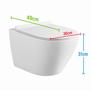 WC sospeso senza telaio NUNAVUT, scarico orizzontale (sifone a P) 18 cm, 49x36x31 cm, bianco