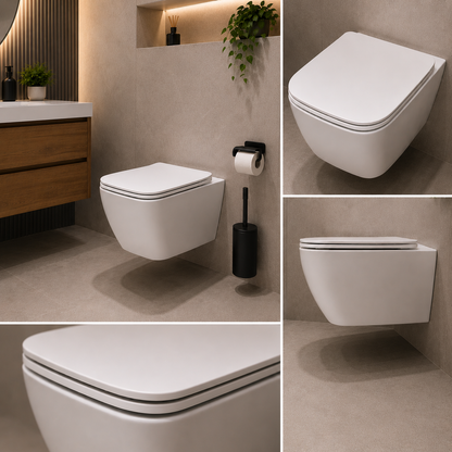 WC sospeso senza telaio NUNAVUT, scarico orizzontale (sifone a P) 18 cm, 51,5x36,5x36 cm, bianco