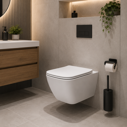WC sospeso senza telaio NUNAVUT, scarico orizzontale (sifone a P) 18 cm, 51,5x36,5x36 cm, bianco