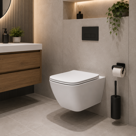 WC sospeso senza telaio NUNAVUT, scarico orizzontale (sifone a P) 18 cm, 51,5x36,5x36 cm, bianco