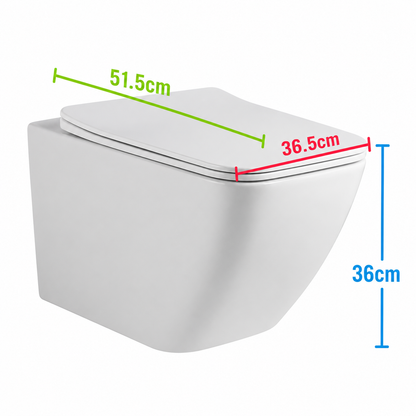 WC sospeso senza telaio NUNAVUT, scarico orizzontale (sifone a P) 18 cm, 51,5x36,5x36 cm, bianco