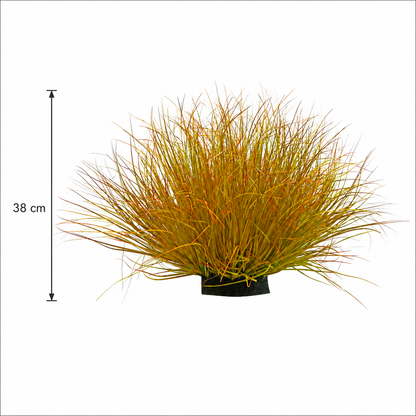 Cespuglio di erba di cipolla curva artificiale, 38 cm, alta densità, giallo e arancione, senza vaso