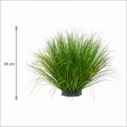 Pianta artificiale a cespuglio di erba di cipolla curva, 38 cm, alta densità, verde, senza vaso