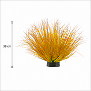 Pianta artificiale a cespuglio di erba di cipolla curva, 38 cm, densità media, giallo e arancione, senza vaso