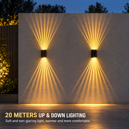 CALMO Lampada da parete a LED da esterno, 8W, Luce calda, IP65, Alluminio, Nero