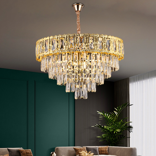 Lampadario in Cristallo BELVEDERE Magno 8xE14, Diametro 60cm, Oro Lucido, Altezza Regolabile Lampadario in Cristallo Titolo predefinito Alessandro Design